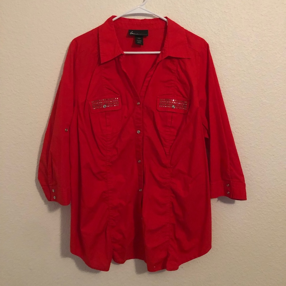 Lane Bryant Red Button Up Blouse